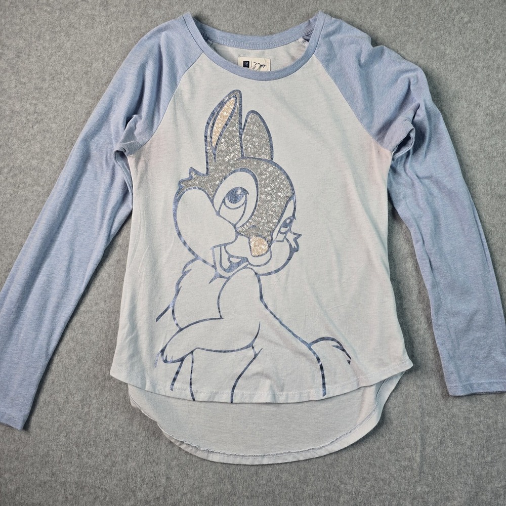 Gap Kids Disney Thumper Pajama Set XL 12 Blue Gray Sequin Glitter Bambi Coquette - Picture 3 of 14